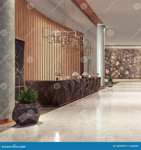 Lobby Entrance With Reception Desk And Lounge Area Stock Image Image