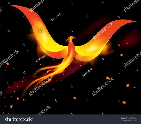 Flaming Phoenix Bird Vector Illustration Stock Vector Royalty Free