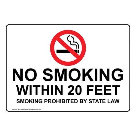 No Smoking Within 20 Feet Smoking Prohibited Sign Nhe 18469 No Smoking