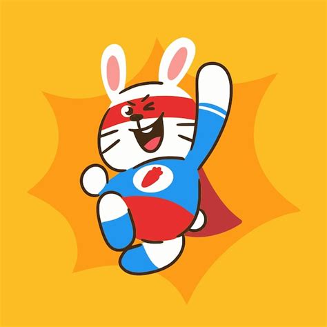 Premium Vector Super Hero Little Rabbit Great Adventure 1 Character
