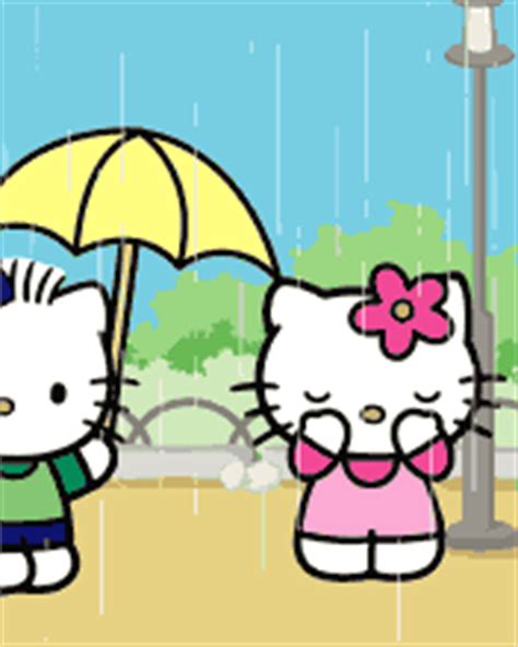 gambar animasi hujan  kitty lucu foto lucu terbaru