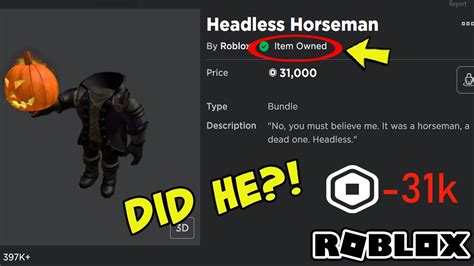 Did He Actually Buy The Headless On Roblox Youtube