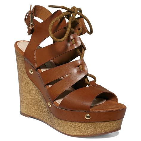 Guess Womens Canute Lace Up Platform Wedges in Brown (Cognac) | Lyst