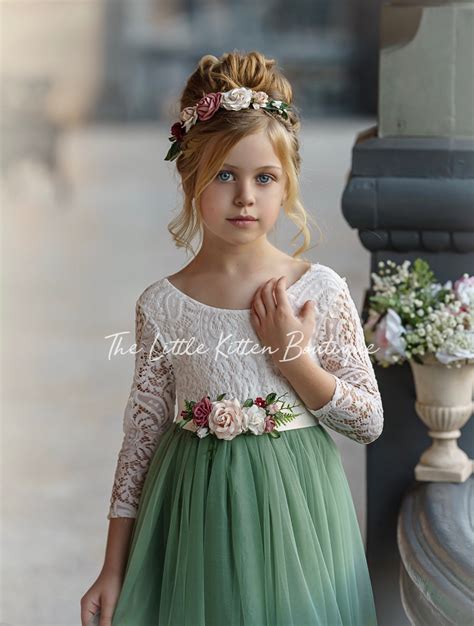 Tulle Flower Girl Dress Rustic Lace Flower Girl Dress Bohemian Flower