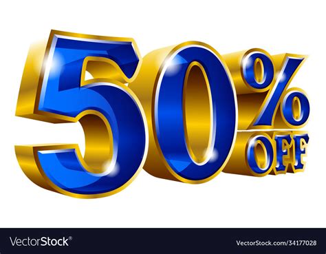 50 Off Fifty Five Percent Discount Gold Vector Image