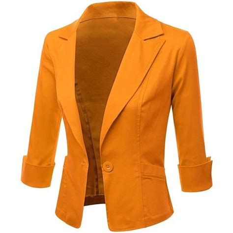 Doublju Womens 3 4 Sleeve Peaked Collar Cropped Blazer Cropped Blazer