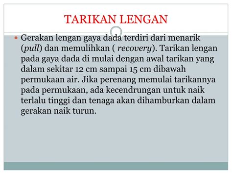 Bentuk variasi berenang secara utuh di bawah air digunakan oleh perenang teofilo lidefonso pada olimpiade tahun 1928 dan perenang rusia lounitchev meniru juara olimpiade 1956 masaru furukawa dari jepang. PPT - RENANG GAYA DADA PowerPoint Presentation - ID:4137208