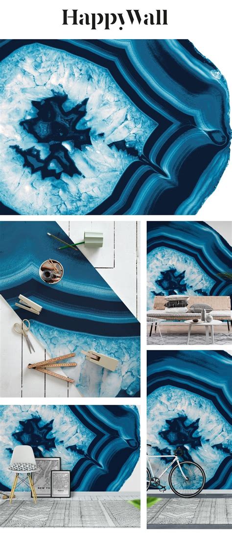 Blue Agate Chic 1 Wall Mural From Happywall Agate Blue Hers