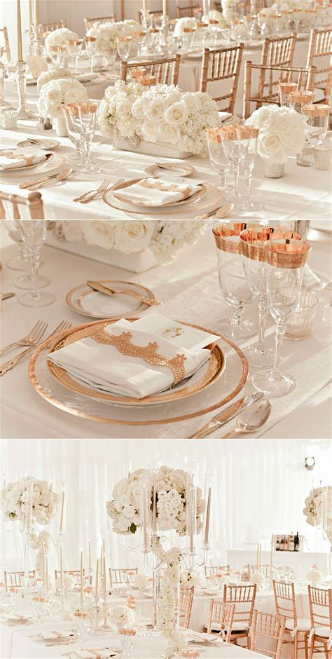 Rose Gold And Ivory Wedding Reception Decor