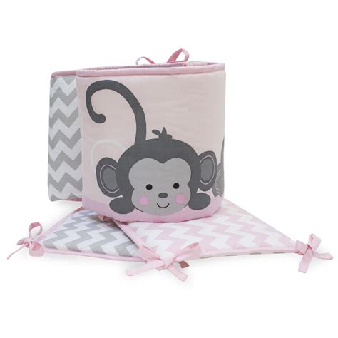 Lambs And Ivy Pinkie 4 Piece Crib Bumper Monkey And Chevron Shop Your
