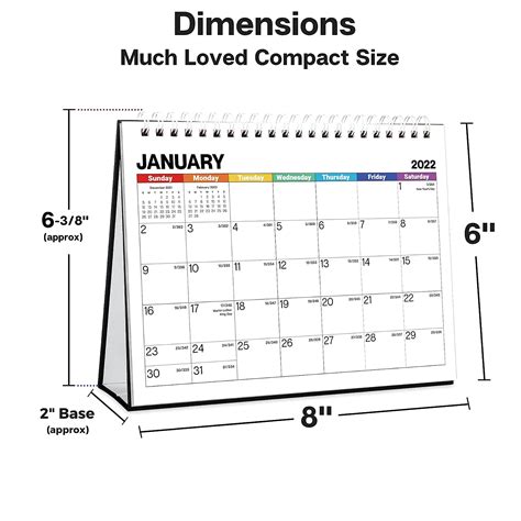 Dunwell Standing Desk Calendar 2021 2022 Colorful 8x6 Inches Use
