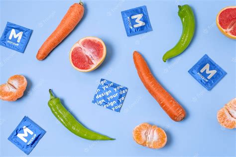 Free Psd Top View Condoms With Pepper And Carrot