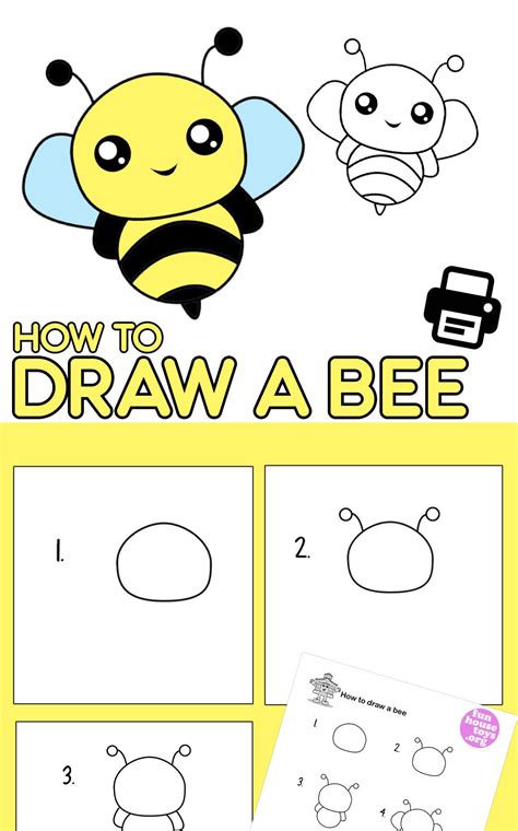 How To Draw A Cute Bee In 2020 Drawing For Kids Cute Bee Bees For Kids