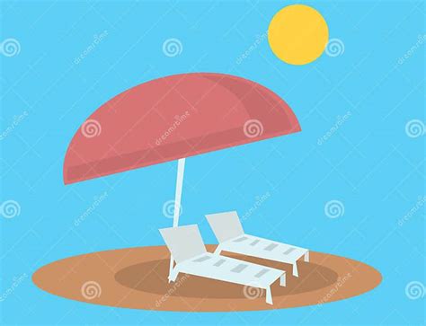 Beach Lounge Chairs And Umbrella Stock Vector Illustration Of