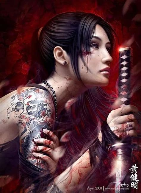 85 Samurai Tattoo Designs Warrior Woman Fantasy Women Dark Warrior