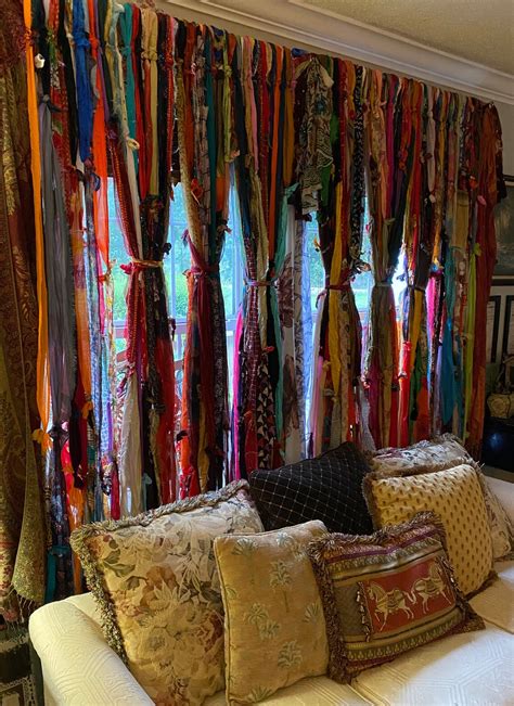 Hippie Boho Rag Tie Curtains Custom Made To Order Gypsy Etsy