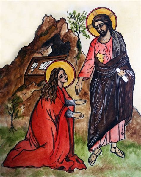 Resurrection Mary Magdalene And Christ Easter Catholic Art Etsy