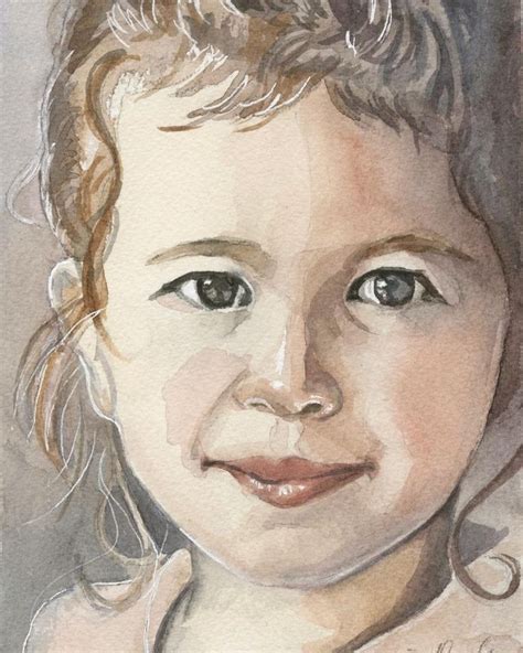 Custom Watercolor Child Portrait Hand Painted From Photo Etsy In 2021