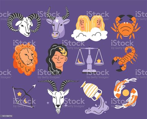 Set Of Astrological Zodiac Signs Stock Illustration Download Image Now Abstract Aquarius