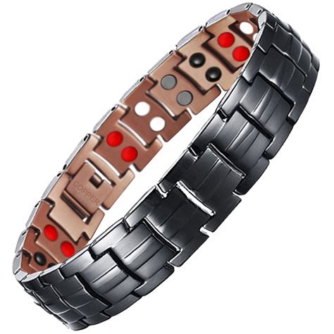 Double Strength 4 Elements Mens Pure Copper Magnetic Therapy Bracelet