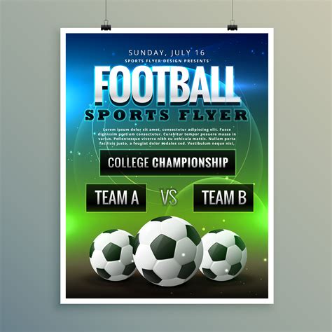 Soccer Football Poster Flyer Template Download Free Vector Art Stock