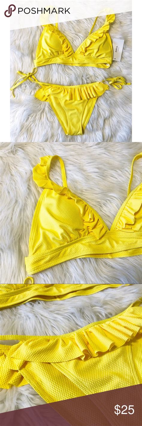 Zaful Yellow Ruffle Bikini • Nwt Bikinis Ruffled Bikini Zaful