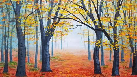 Easy Autumn Forest Landscape Acrylic Painting Live