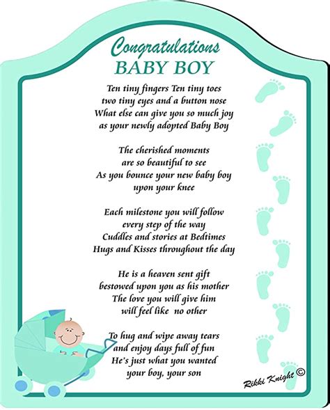 Congratulations on your Baby Boy Touching 8x10 Poem with Full Color