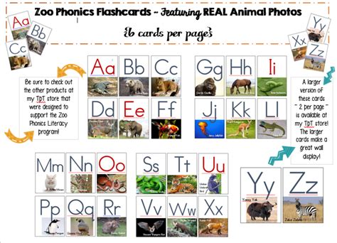 Zoo Phonics Alphabet Flashcards Real Animal By Jen Wood
