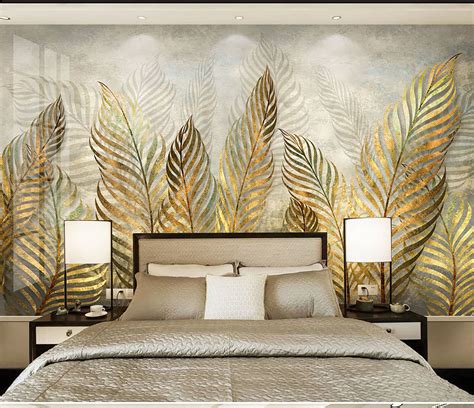 Modern Art Gold Leaf Wallpaper Floral Wall Mural Modern Home Decor For