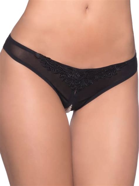 Oh La La Cheri Women S Crotchless Thong Underwear With Pearls And