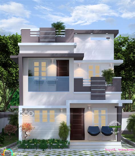 Simple Modern Double Storied Home 1220 Sq Ft Kerala Home Design And