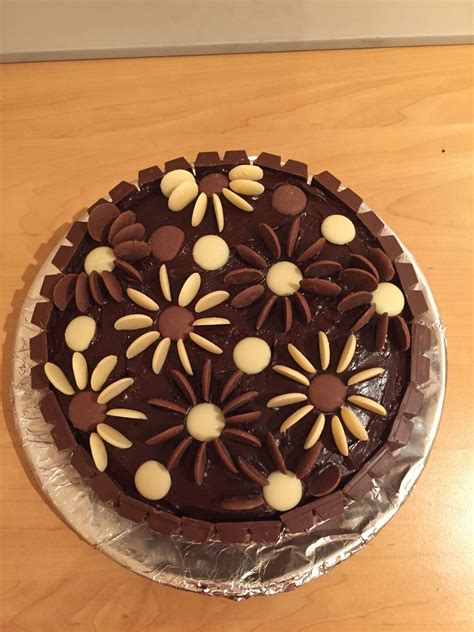 Chocolate Cake Decorated With Chocolate Buttons And Kit Kats Chocolate