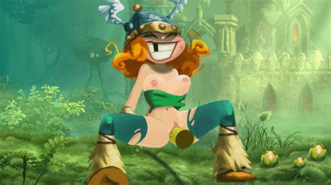 rule 34 animated barbara rayman barbarian breasts female helmet orange hair outdoors rayman