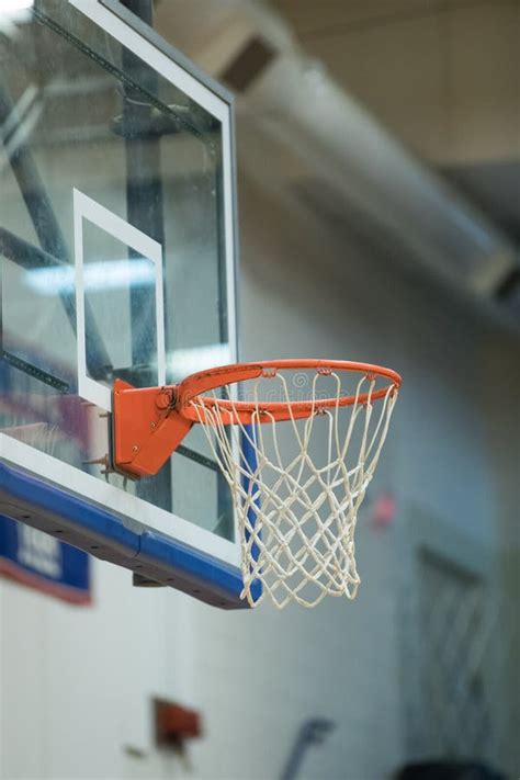 Empty Basketball Goal In Gym Stock Photo Image Of White Backboard