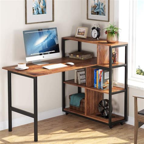Tribesigns Computer Desk With 4 Tier Bookshelf