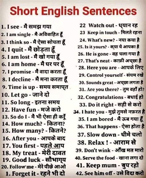 250 Common Daily Use English Sentences With Hindi Examples