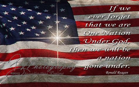 American Flag One Nation Under God President Ronald Reagan