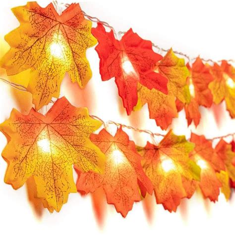 35 Led Orange Maple Leaves Fairy Garland Lights Fall Etsy