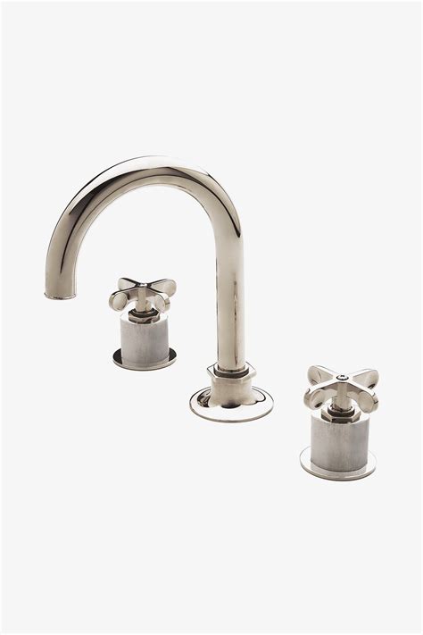 Continue rotating activates the mixing by adding hot water; Henry Gooseneck Three Hole Deck Mounted Lavatory Faucet ...