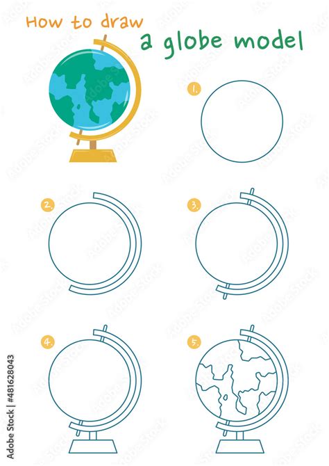 Obraz How To Draw A Globe Model Vector Illustration Draw A Globe Model