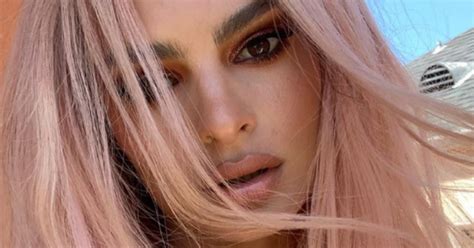 Emily Ratajkowski Shares Topless Selfie Showing Off Her Pink Hair