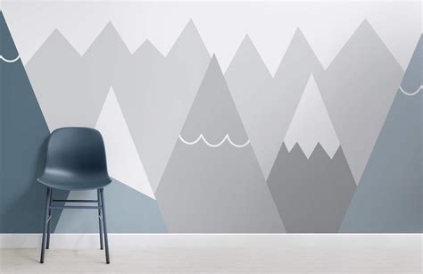 Kids Blue And Grey Mountains Wallpaper Mural Hovia Uk Kids Room
