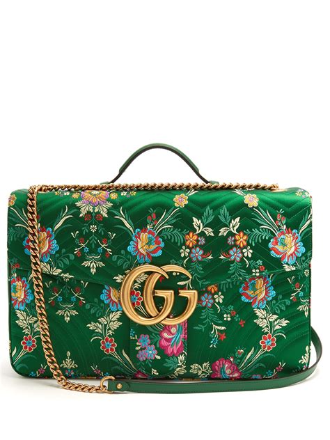 Gucci Gg Marmont Maxi Floral Jacquard Shoulder Bag In Green Lyst