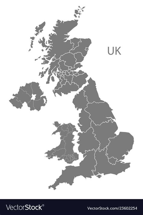 United Kingdom Map With Countries Grey Royalty Free Vector