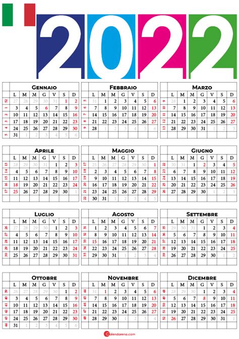 Calendario 2022 Italia