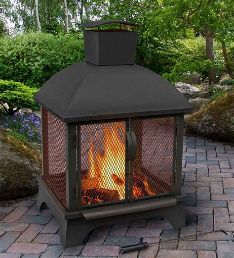 Redford Fireplace Style Wood Burning Fire Pit With Chimney Black