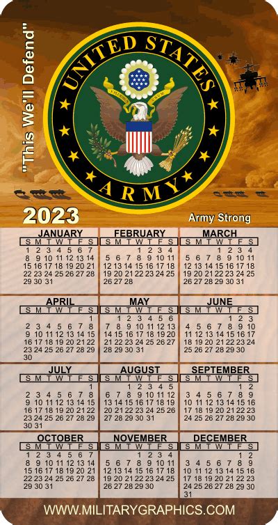 2023 Army Calendar Magnet V2 Military Graphics