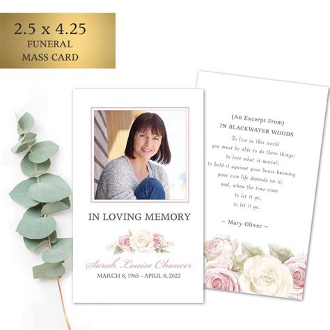 Custom Memorial Prayer Cards With Photo For Memorial Service Handouts