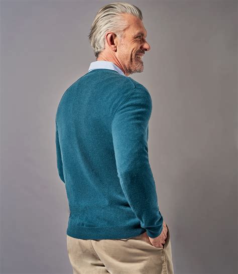 Teal Mens Pure Cashmere Crew Neck Sweater Woolovers Us